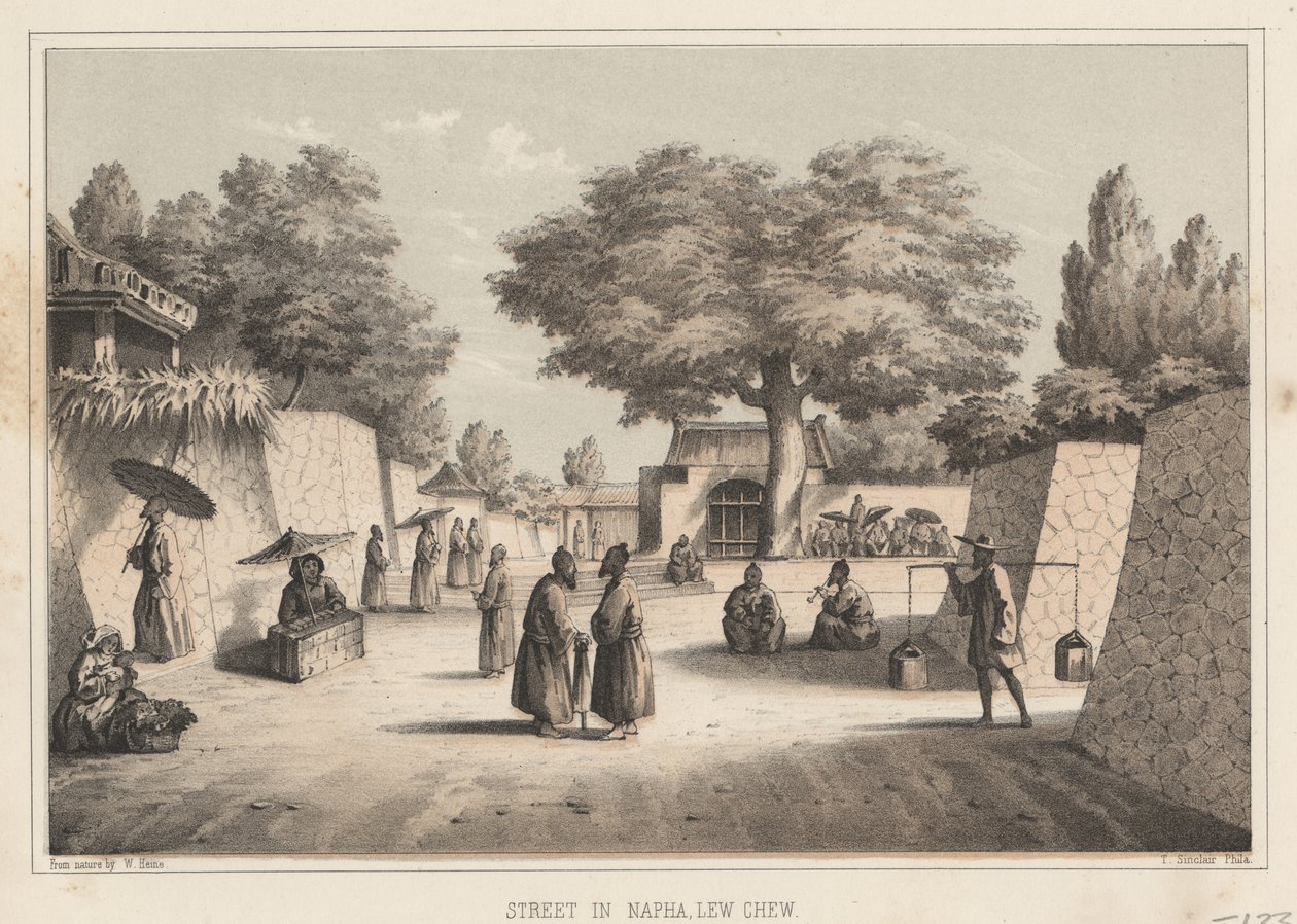 Street in Napha, Lew Chew, 1855 tekijältä Wilhelm Joseph Heine