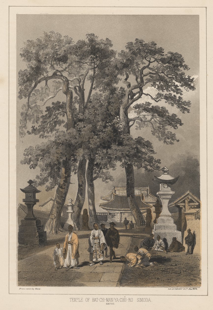 Hat-Chi-Man-Ya-Chu-Ron temppeli, Simoda (Sintoo), 1855 tekijältä Wilhelm Joseph Heine