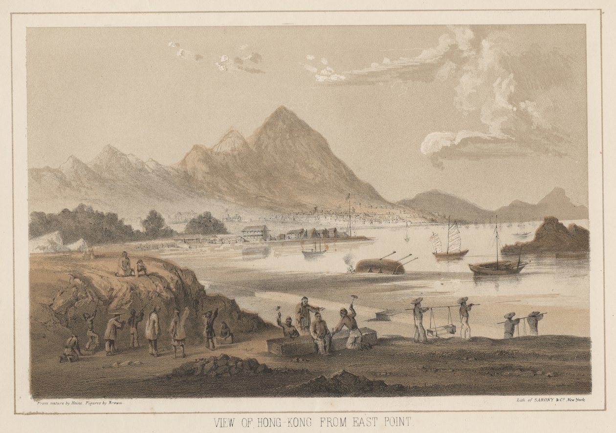 Näkymä Hongkongiin East Pointista, 1855 tekijältä Wilhelm Joseph Heine