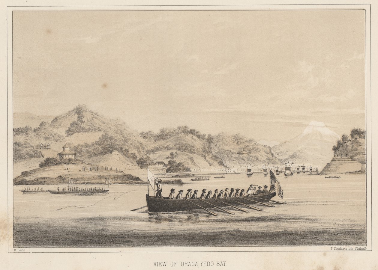 Näkymä Uragalle, Yedo Bay, 1855 tekijältä Wilhelm Joseph Heine