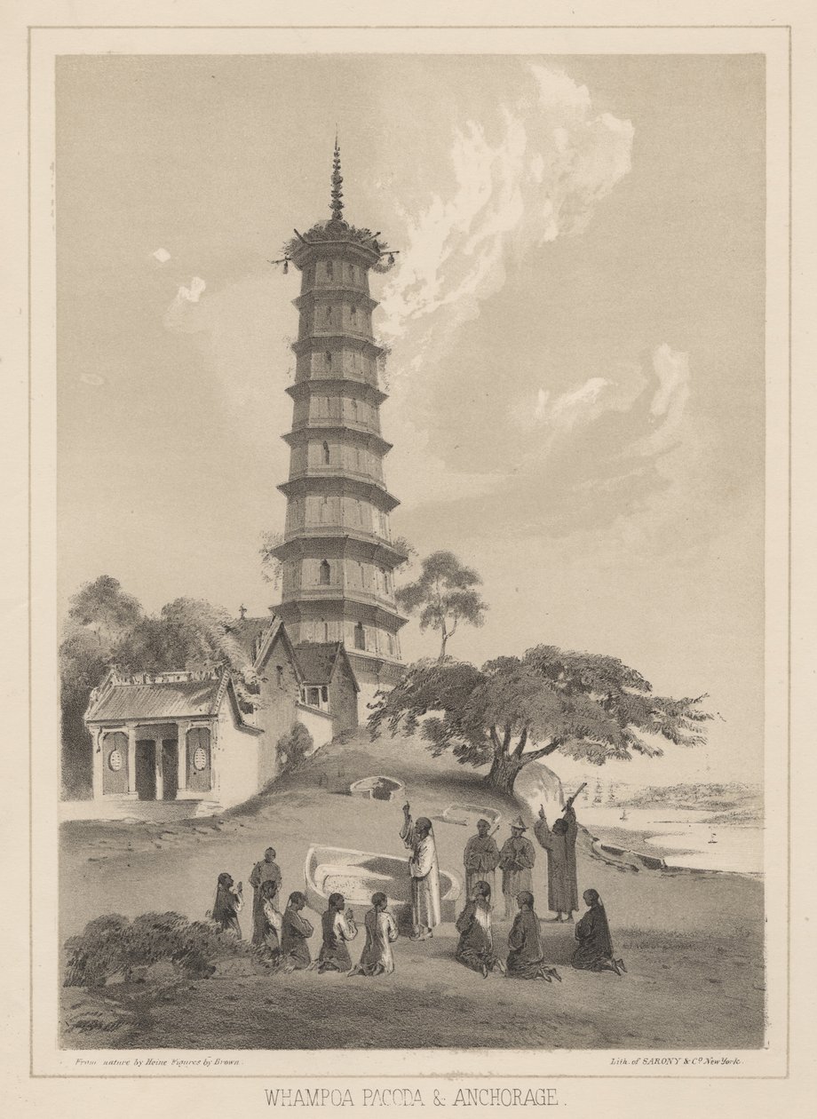 Whampoa Pagoda und Anchorage, 1855 tekijältä Wilhelm Joseph Heine