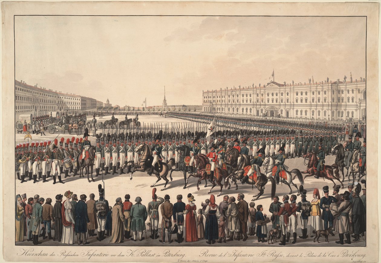 Katsaus Venäjän jalkaväestä Pietarin Palatsiaukiolle, 1809-1813 tekijältä Wilhelm Kobell Ritter von