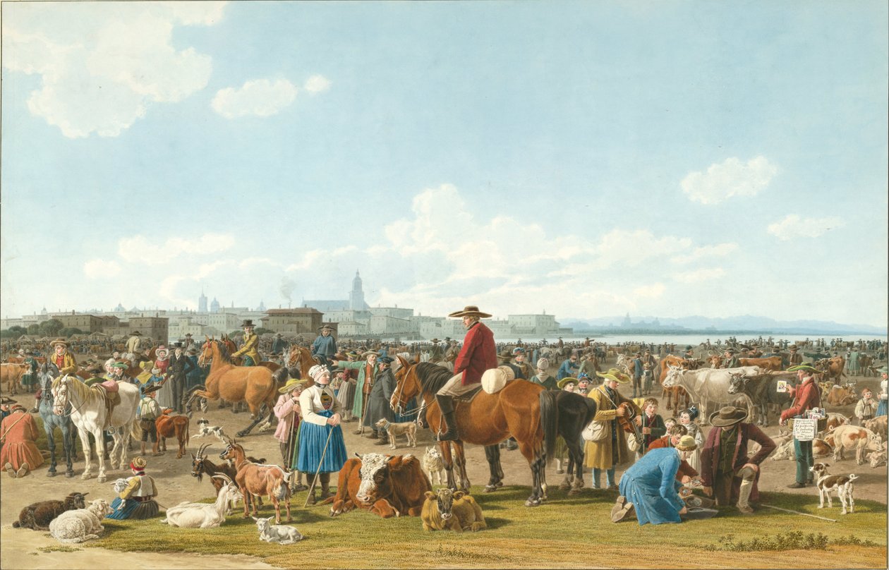 Karjatori lähellä Genuaa, 1820 tekijältä Wilhelm Kobell Ritter von