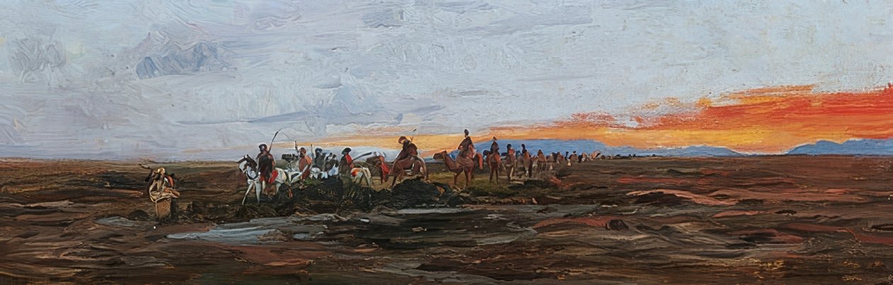 Karavaani iltavalossa vesikuolassa tekijältä Wilhelm Kuhnert