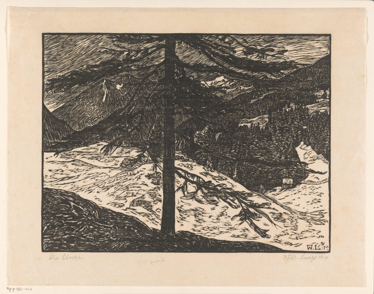 The Larch (alkuperäinen nimi esineessä) tekijältä Wilhelm Laage (signed by artist)