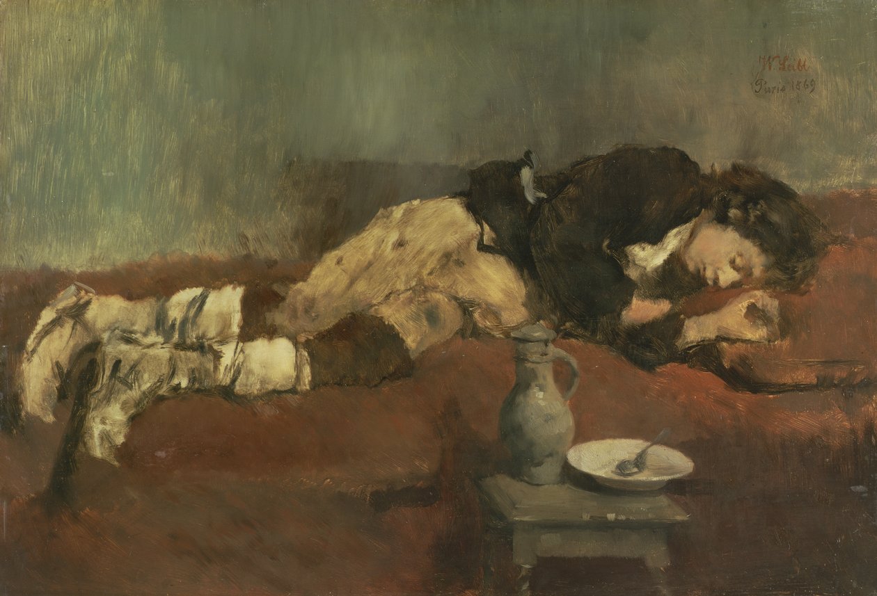 Savoyard Boy Sleeping, 1869 (paneeli) tekijältä Wilhelm Maria Hubertus Leibl