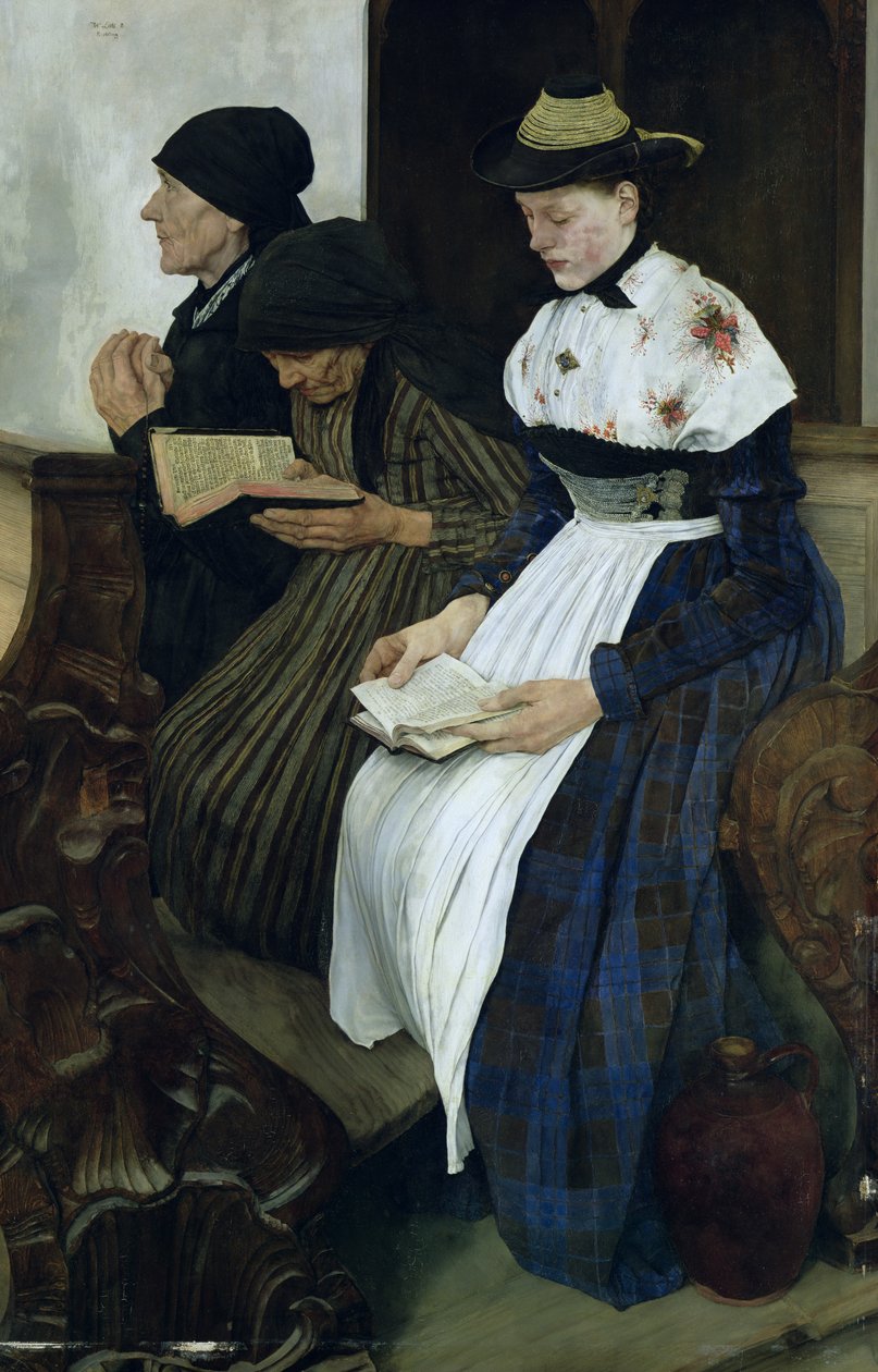 Kolme naista kirkossa, 1882 tekijältä Wilhelm Maria Hubertus Leibl