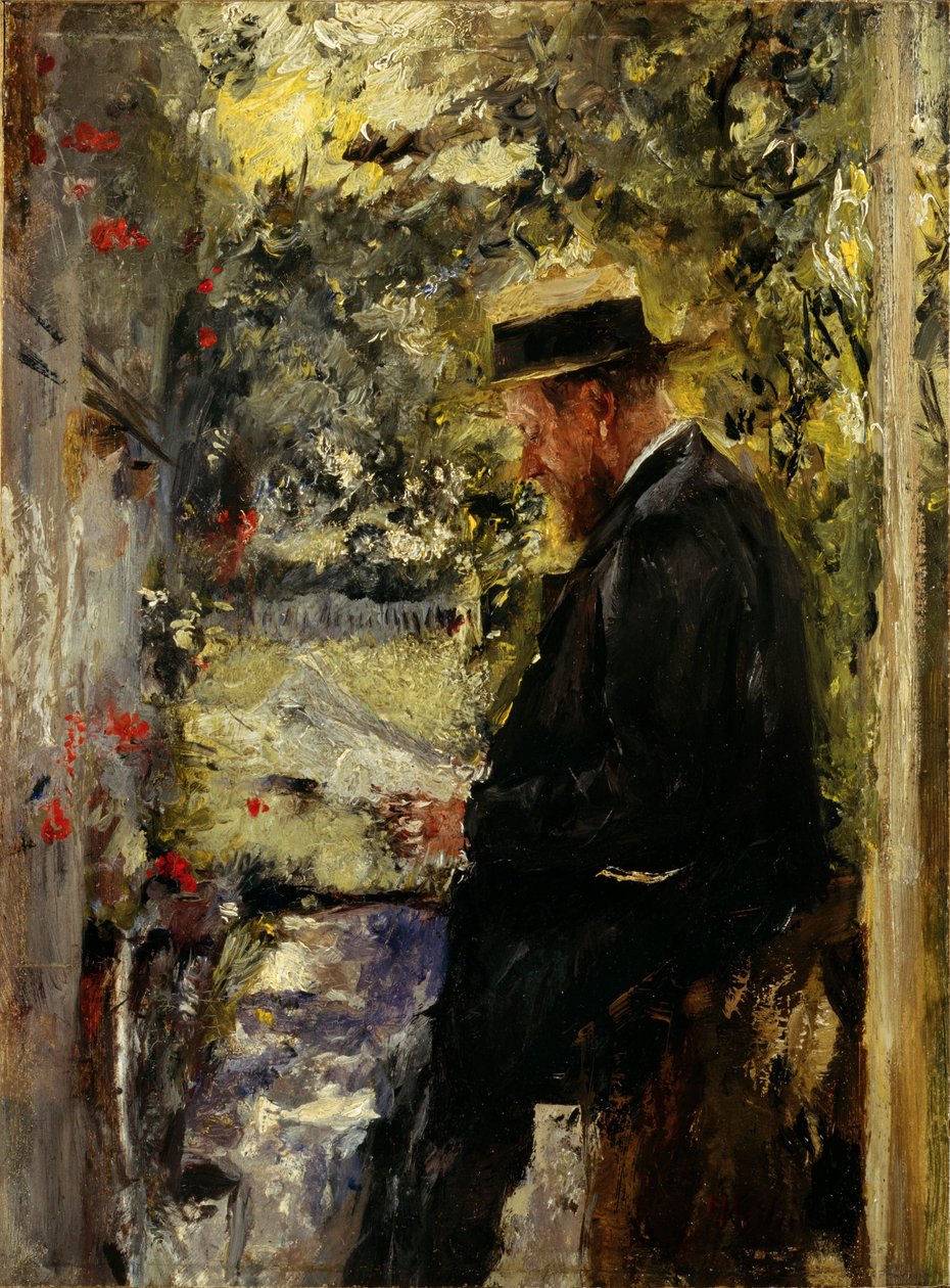 Eläinlääkäri Reindl Arborissa, n.1890 (öljy mahonki puulle). tekijältä Wilhelm Maria Hubertus Leibl