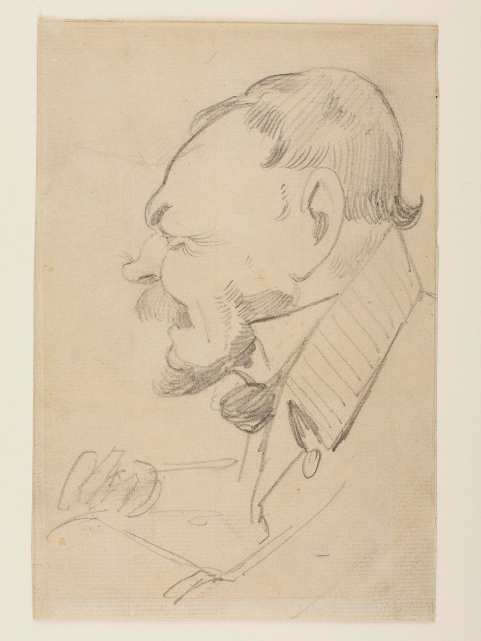 Gottlieb Bindesbøllin karikatyyri tekijältä Wilhelm Marstrand