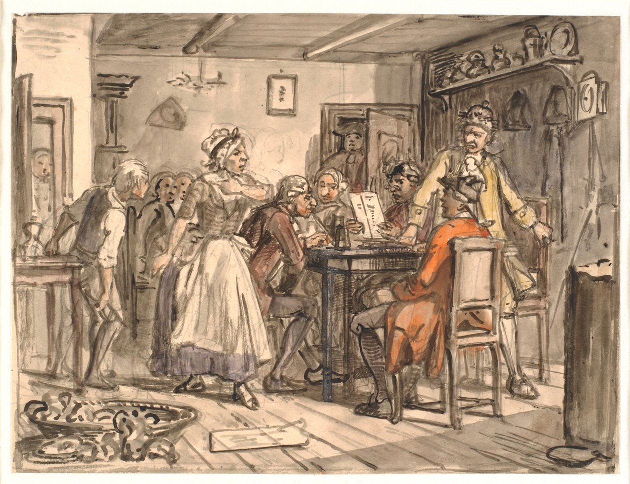 "Collegium Politicum". (Poliittinen syöttäjä) tekijältä Wilhelm Marstrand