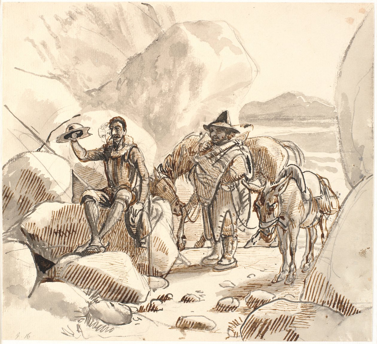 Don Quijote opettaa Sancholle ritarien mainetta ja tulevaisuutta tekijältä Wilhelm Marstrand