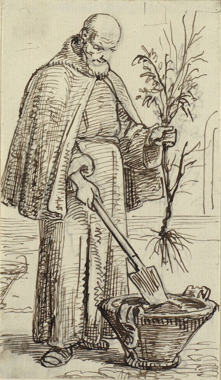 Munkki istuttaa puun tekijältä Wilhelm Marstrand