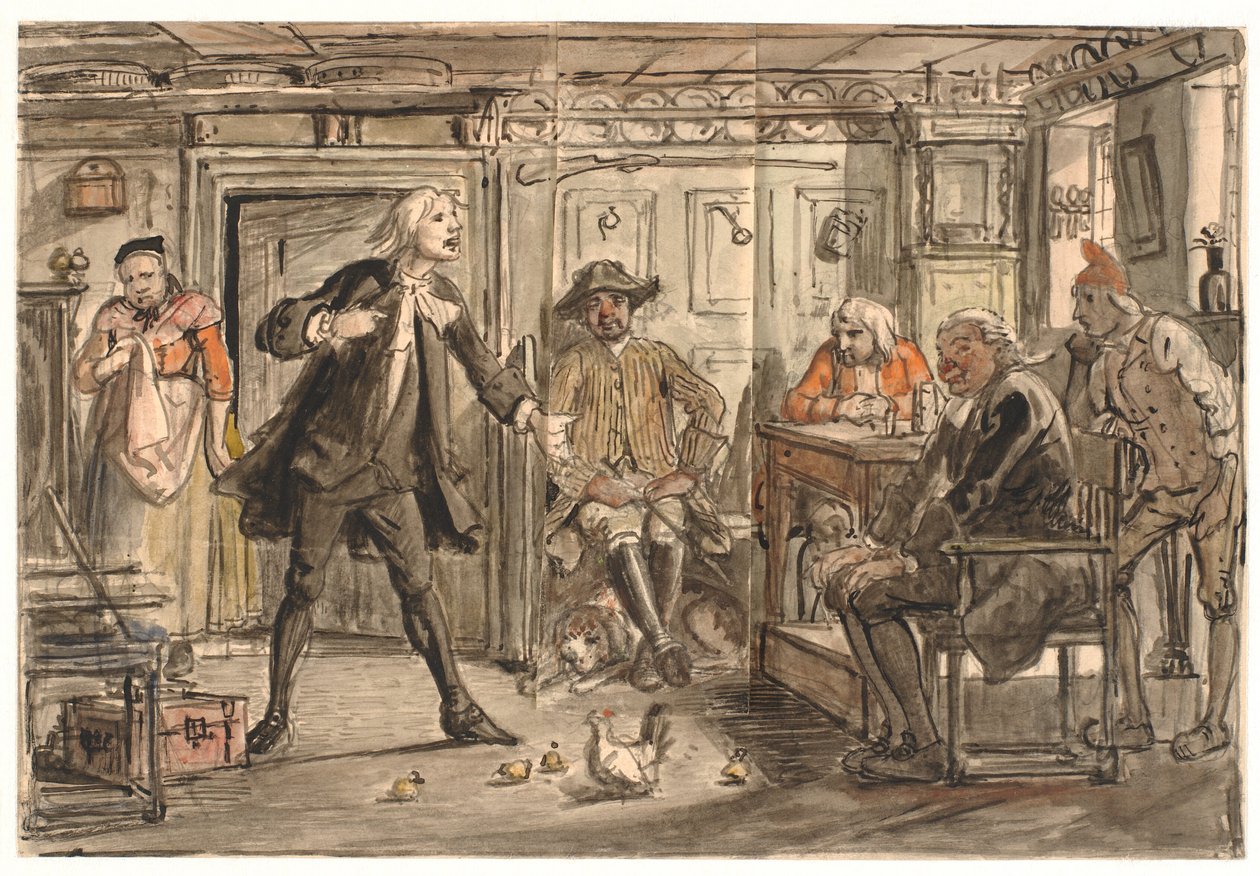 Erasmus Montanus keskustelee Per Degnin kanssa tekijältä Wilhelm Marstrand