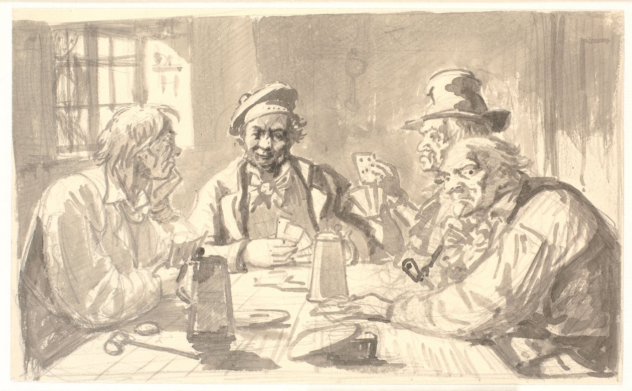 Korttipeli tavernan kellarissa tekijältä Wilhelm Marstrand