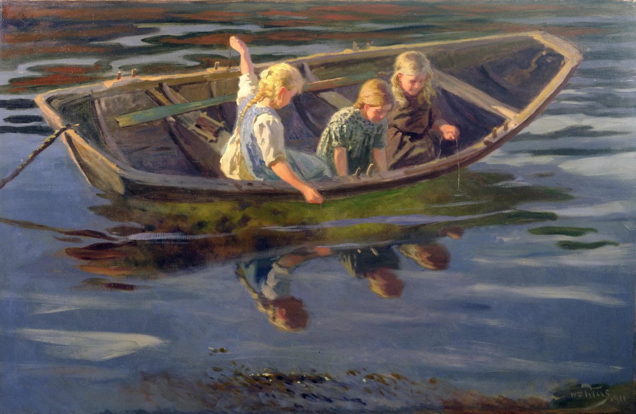 Rapukalastus, Christiania (öljy kankaalle) tekijältä Wilhelm Peters
