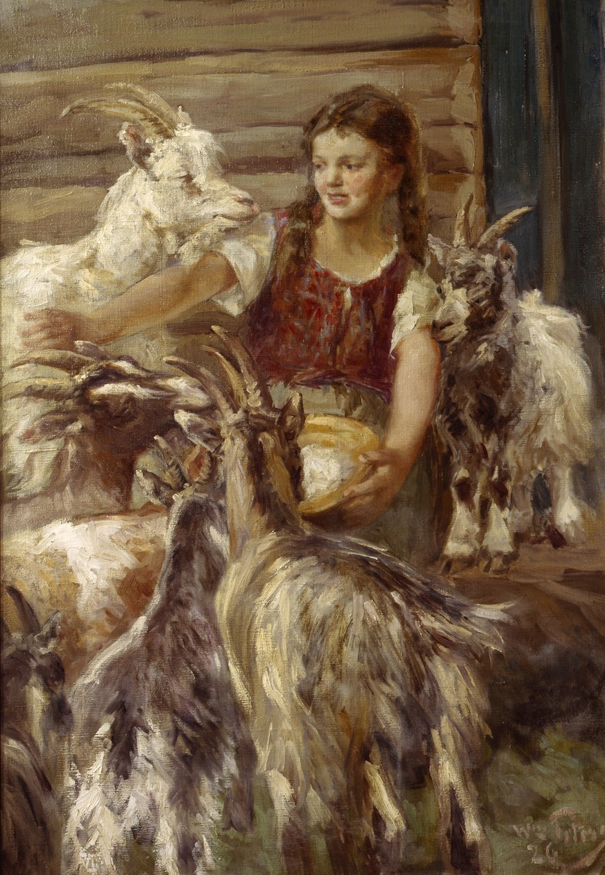 Vuohia ruokkimassa tekijältä Wilhelm Peters