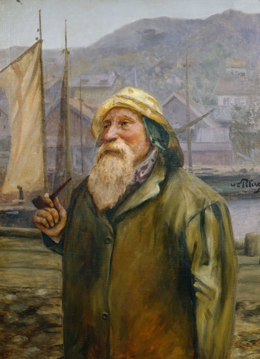 Mies öljynahalla hattu ja piippu tekijältä Wilhelm Peters