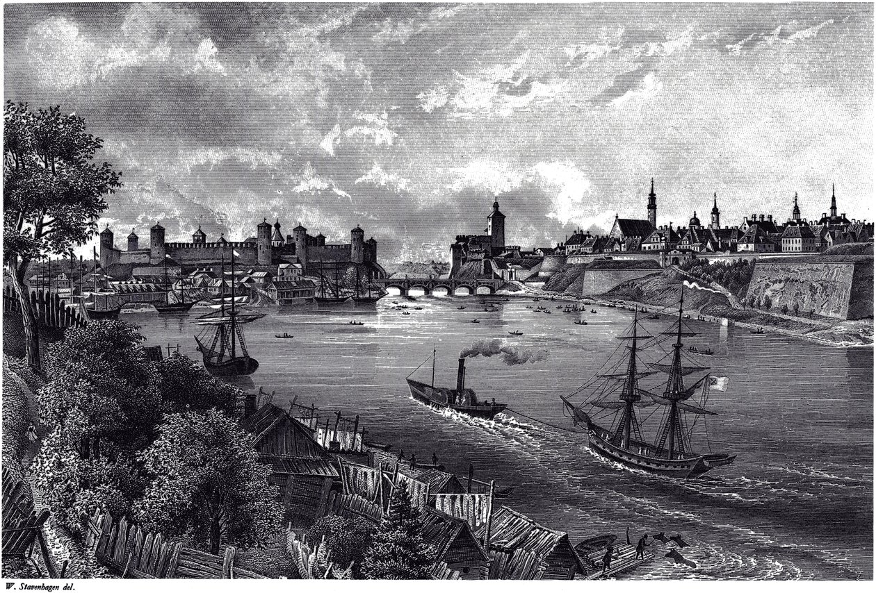Näkymä Narvaan, n. 1850 tekijältä Wilhelm Siegfried Stavenhagen