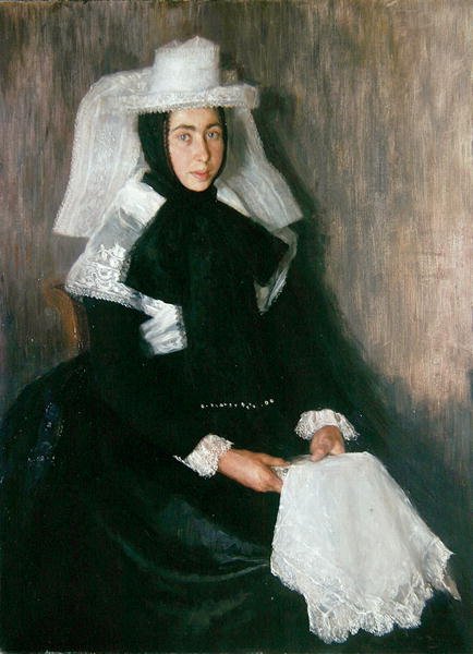 Tyttö Langgoensista uskonnollisissa vaatteissa (öljy kankaalle) tekijältä Wilhelm Thielmann