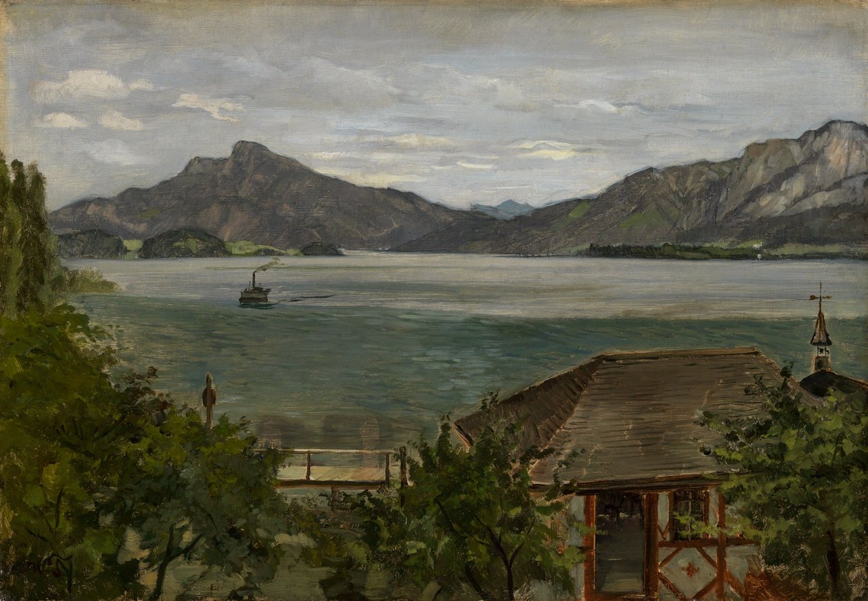 Mondseen rannalla tekijältä Wilhelm Trübner