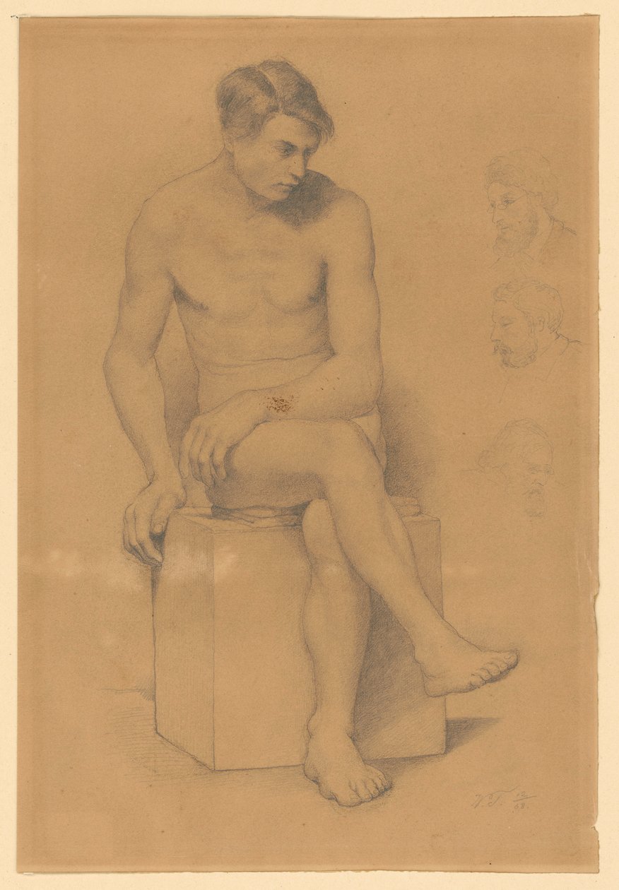 Miesmallin alastonkuva tekijältä Wilhelm Trübner
