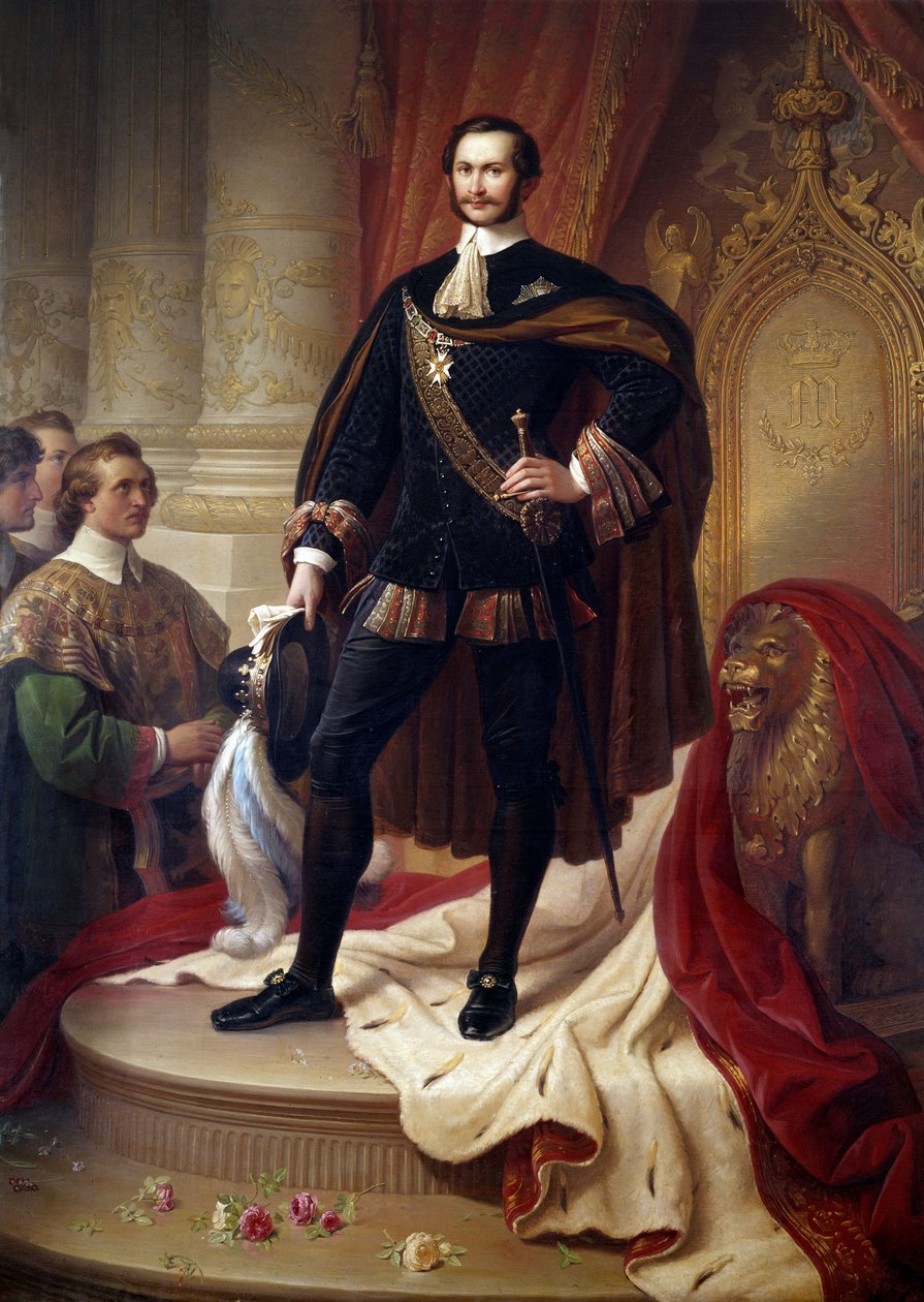 Muotokuva Maximilian II Josephin (1811-1864), Bavieren kuninkaan jalassa Wilhem von Kaulbachin (1805-1874) maalaus tekijältä Wilhelm von Kaulbach