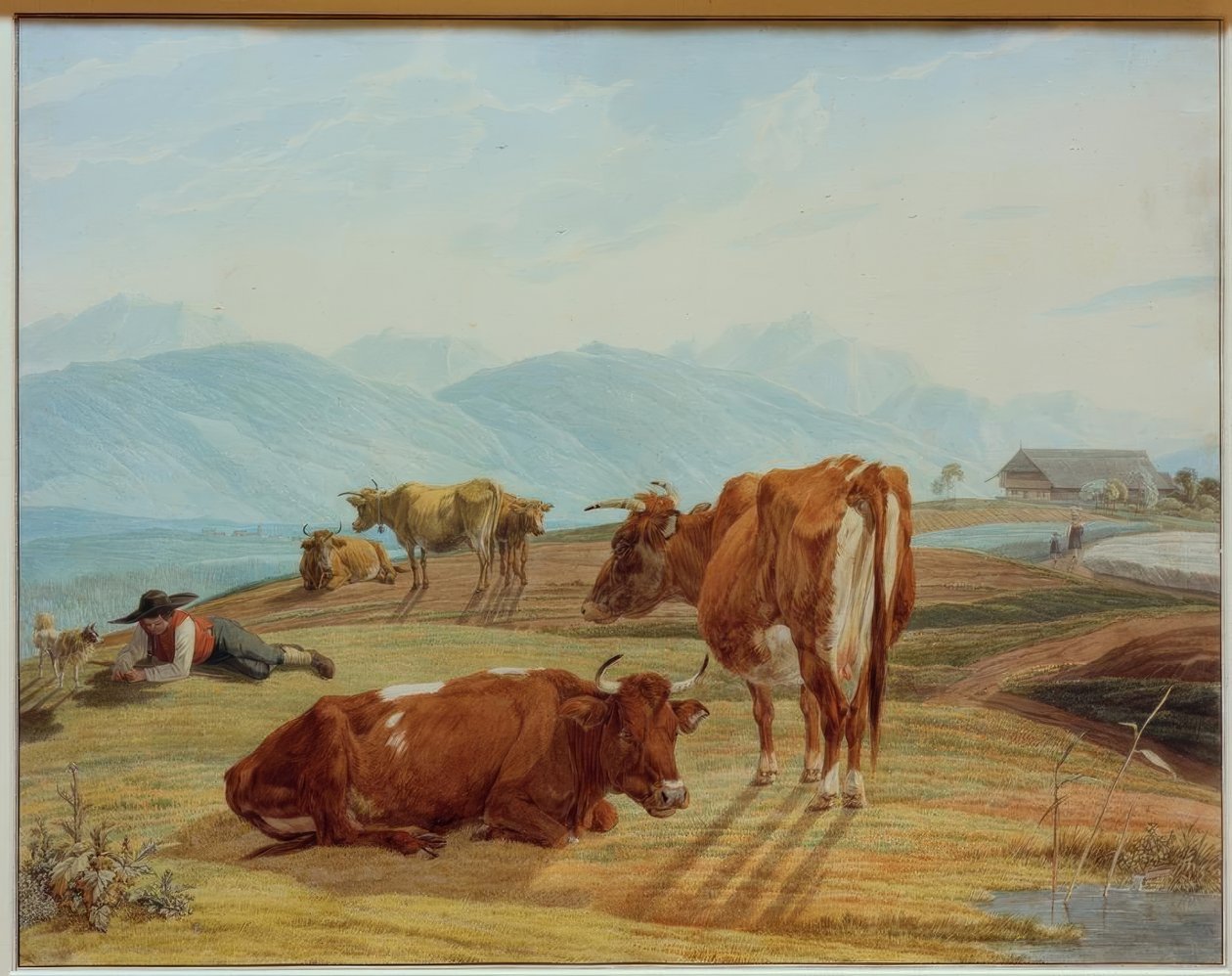 Weidende Kühe vor Hochgebirgslandschaft tekijältä Wilhelm von Kobell