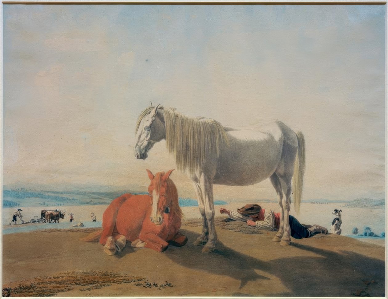 Laiduntavat hevoset Starnberg-järvellä tekijältä Wilhelm von Kobell