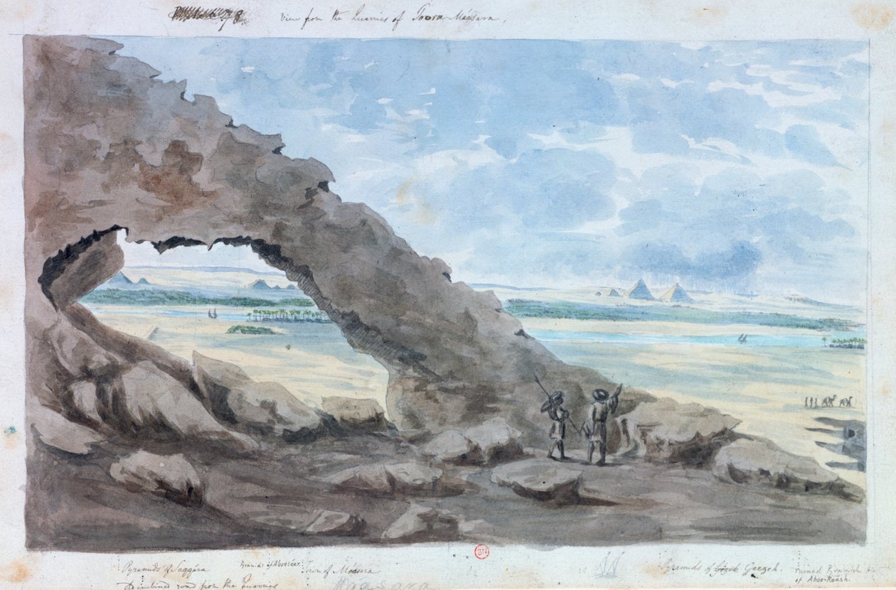 "Näkymä pyramideille, Egypti", 1800-luku tekijältä Wilkinson
