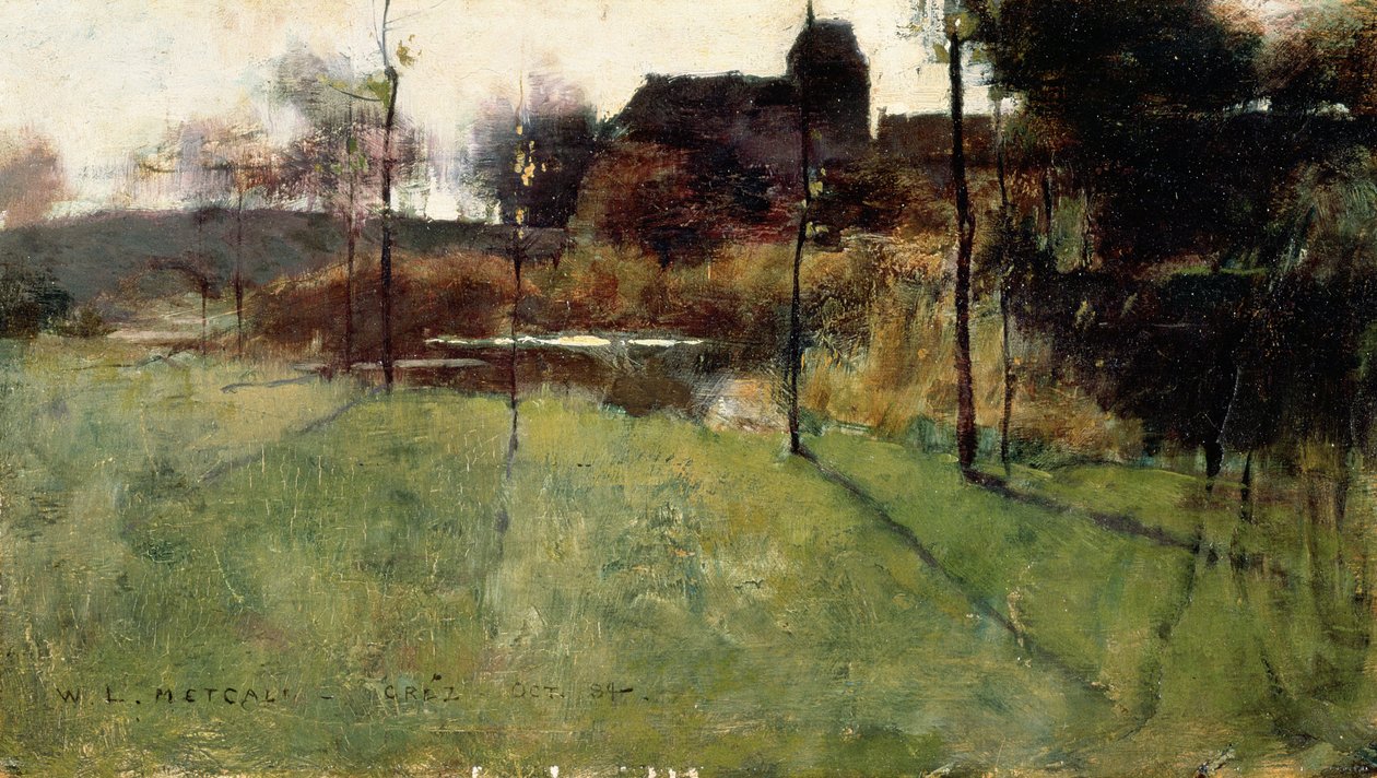 Iltapäivä joen rannalla Grezissä, 1884 (öljy ei paneelia) tekijältä Willard Leroy Metcalf