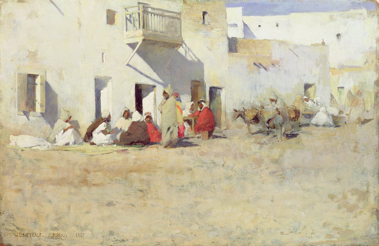 Kahvila Biskrassa, Algerissa, 1887 tekijältä Willard Leroy Metcalf