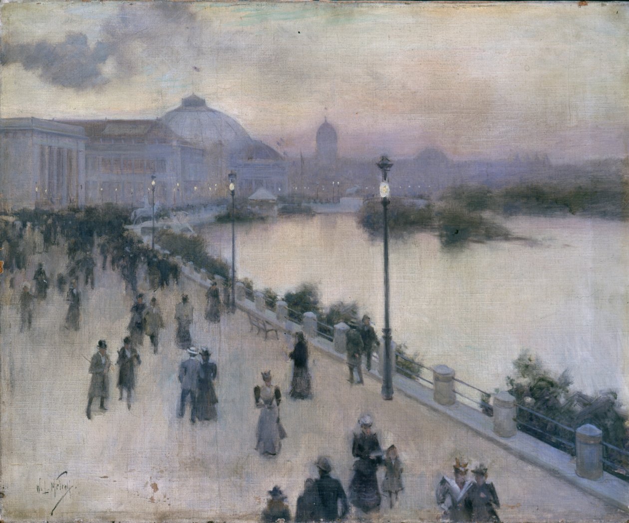 Sunset Hour on West Lagoon, Worlds Columbian Exposition, n. 1893 tekijältä Willard Leroy Metcalf