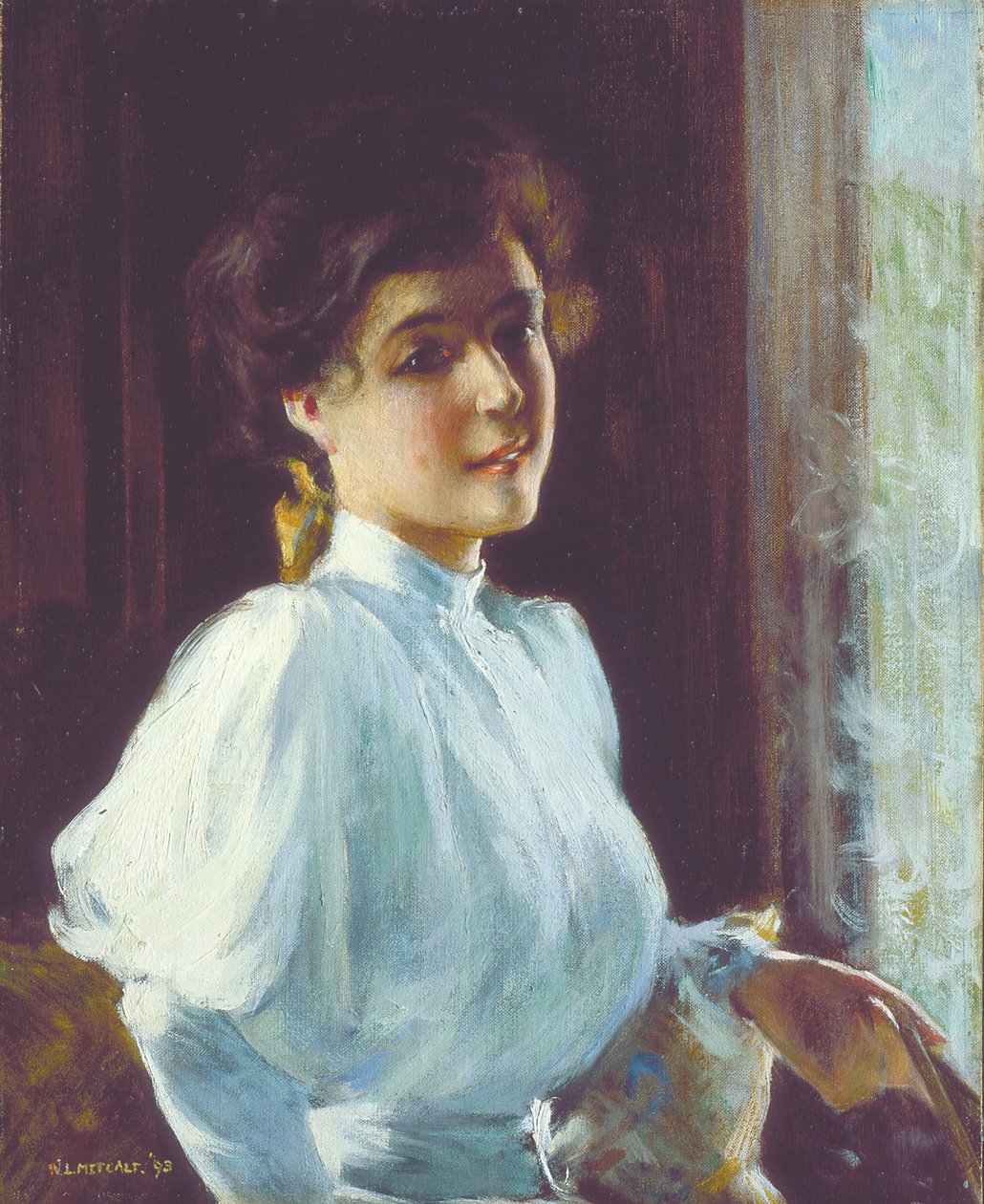 Nuori nainen (öljy kankaalle) tekijältä Willard Leroy Metcalf