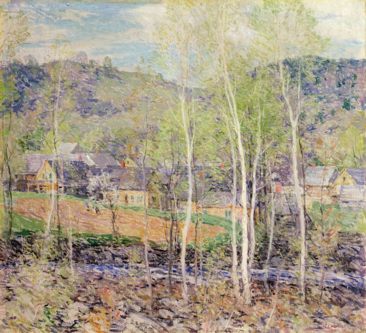 Kylä keväällä tekijältä Willard Leroy Metcalf
