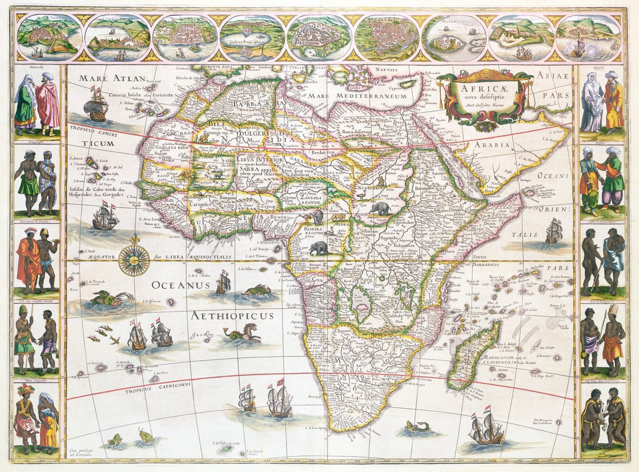 Africa Nova, n.1617 (värikaiverrus) tekijältä Willem Janszoon Blaeu
