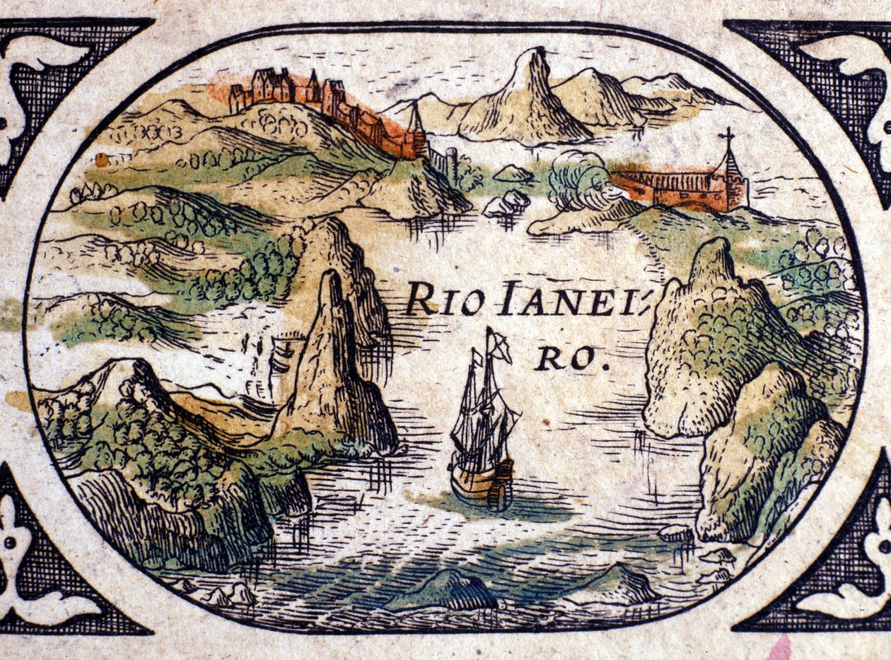 Näkymä Rio de Janeiroon, Brasiliaan, 1600 tekijältä Willem Janszoon Blaeu
