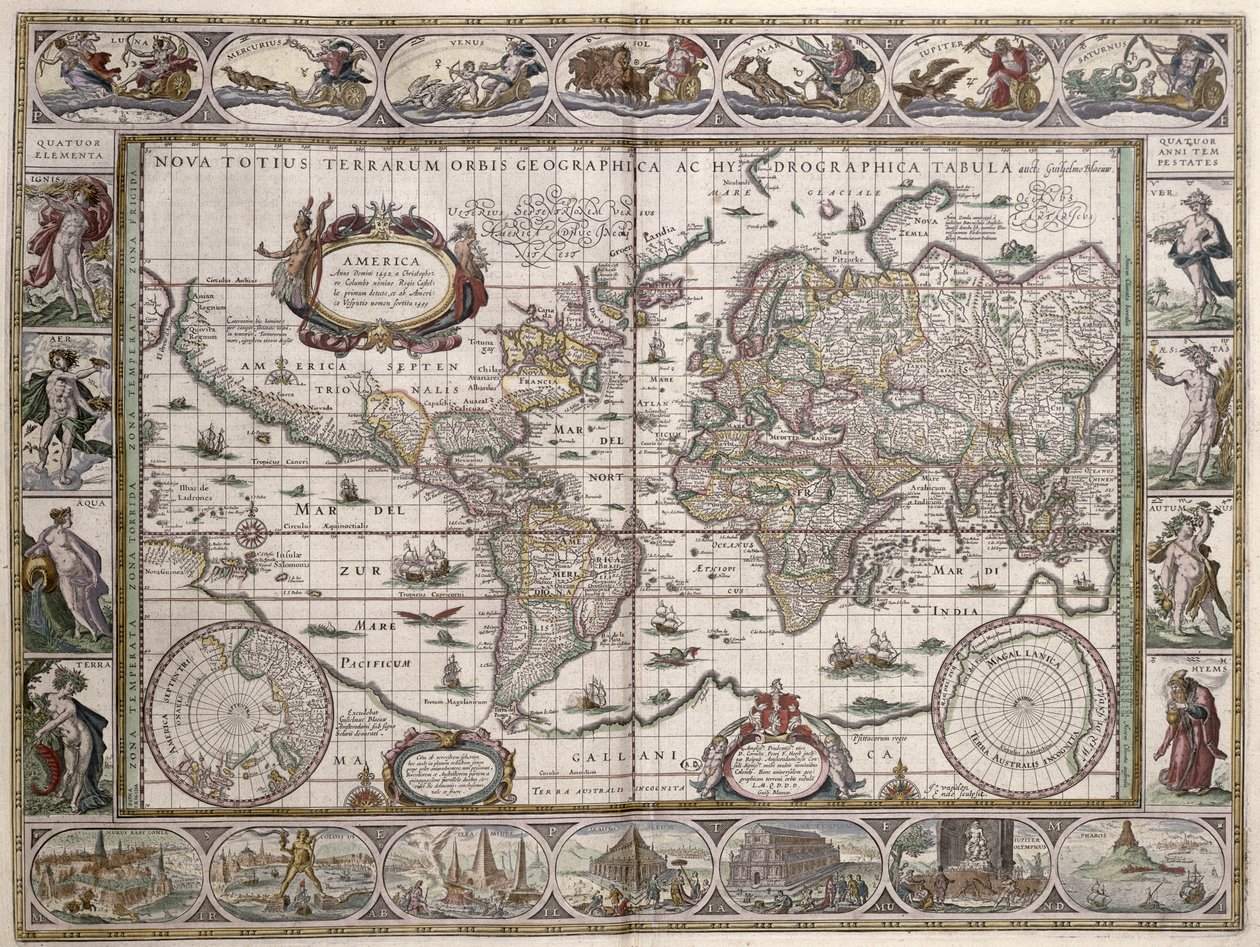 Maailmankartta, Le Theater du Monde tai Nouvel Atlas, 1645 tekijältä Willem Janszoon Blaeu