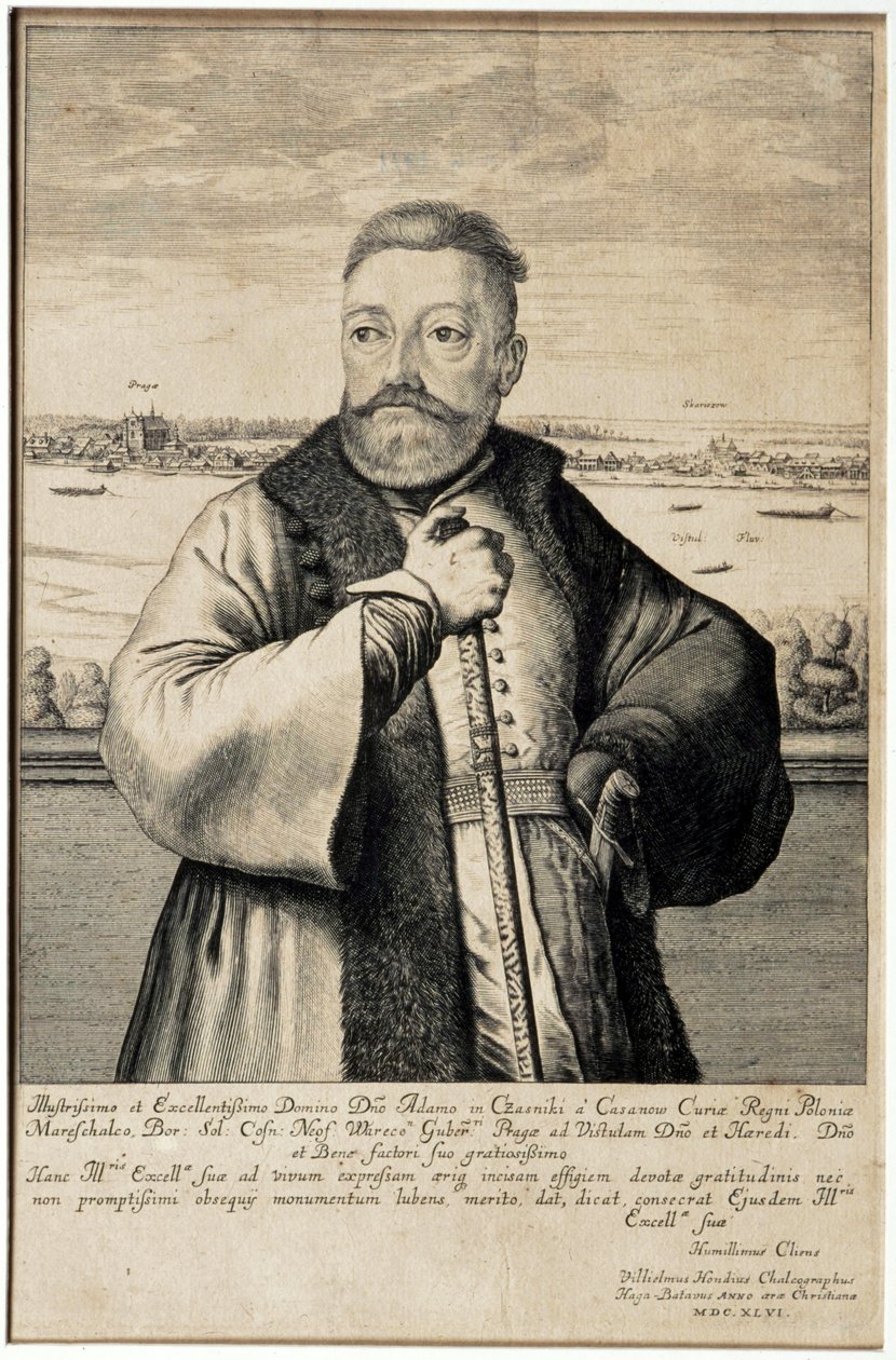 Adam Kazanowskin muotokuva vastaan Praga ja Skaryszew tekijältä Willem Hondius