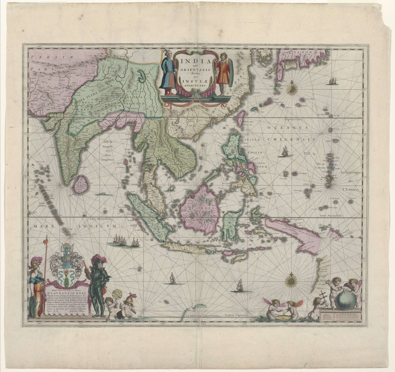 Willem Janszoon Blaeun 1600-luvun kartta, joka näyttää nykyajan Indonesian ja osan Kaakkois-Aasiasta tekijältä Willem Janszoon Blaeu