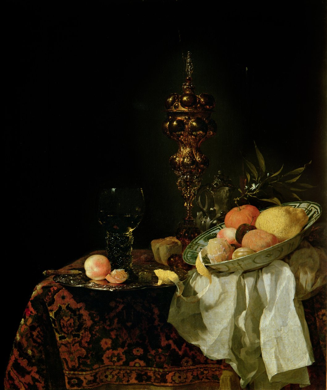 Jälkiruoka, 1653-54 tekijältä Willem Kalf