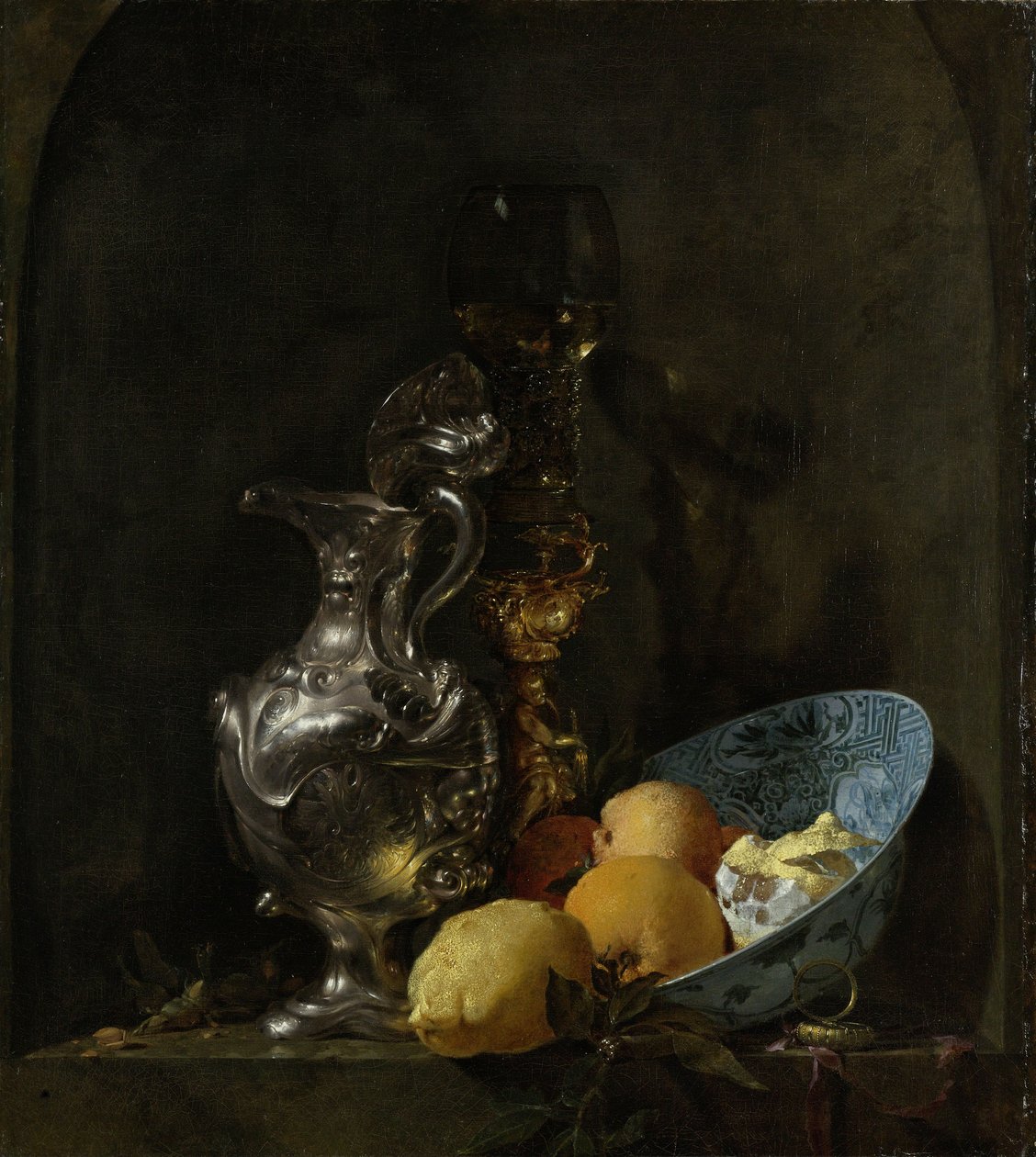 Asetelma, jossa on hopeinen uuhi, n.1655-60 tekijältä Willem Kalf