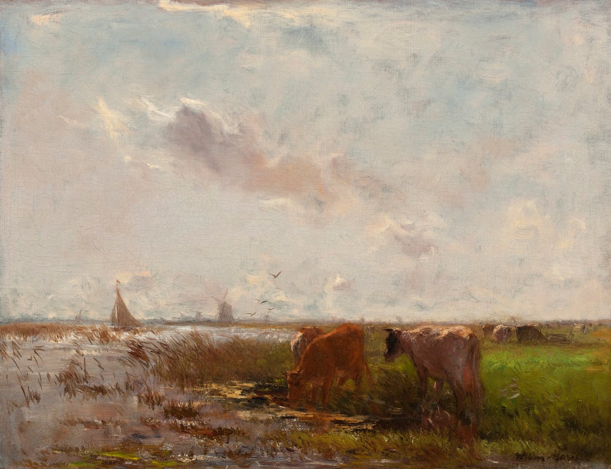 Lehmät Polder-maisemassa tekijältä Willem Maris