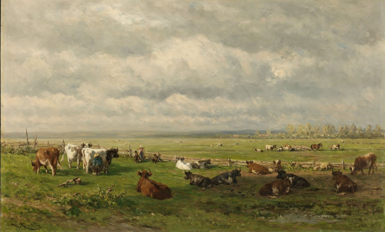 Niittymaisema karjan kanssa, n.1880 tekijältä Willem Roelofs