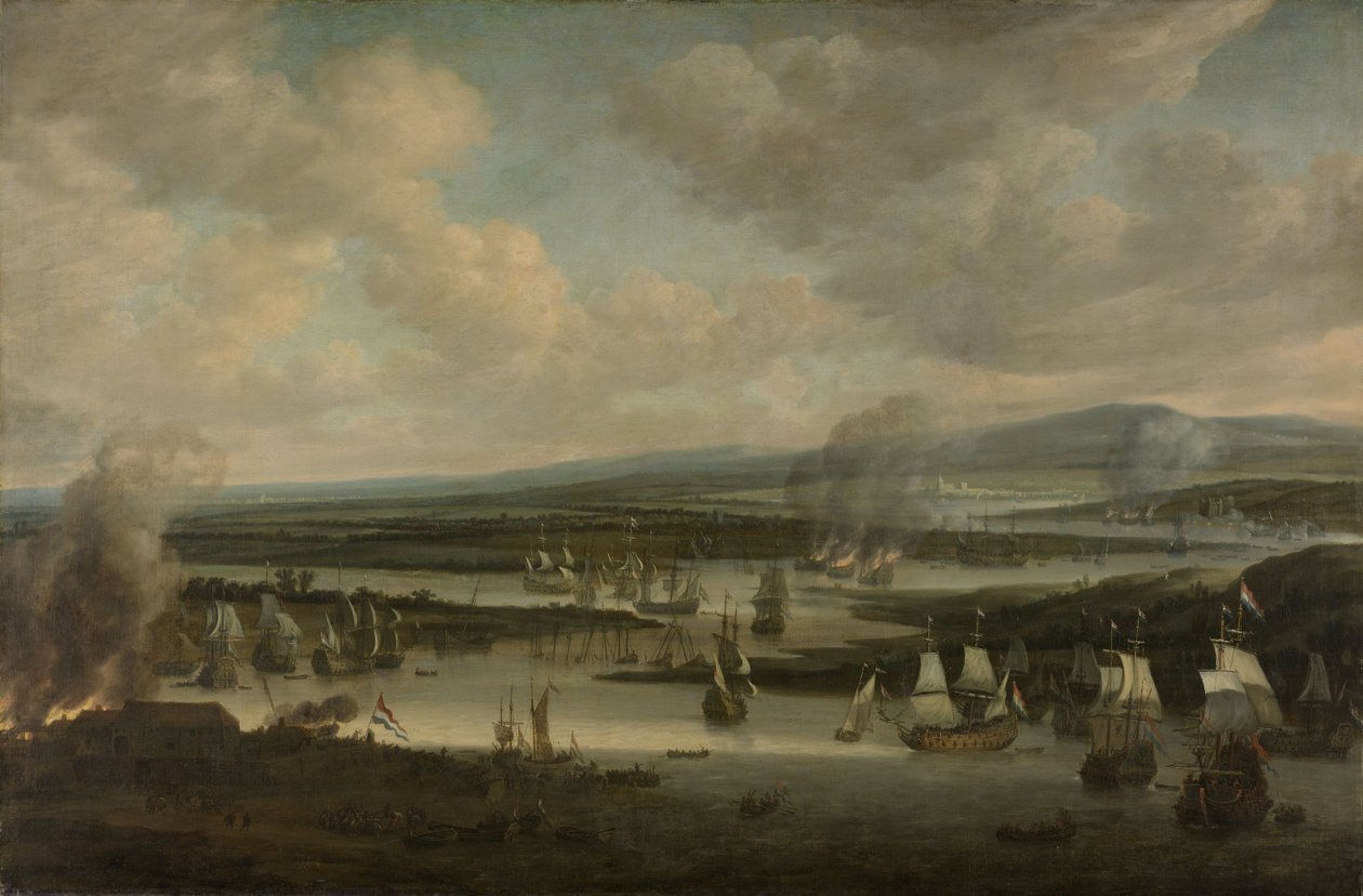 Englannin laivaston palaminen Chathamissa, kesäkuu 1667, 1667-78 tekijältä Willem Schellinks