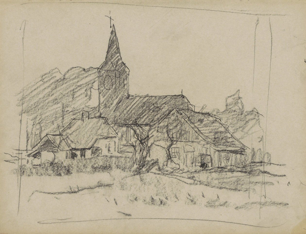 Gezicht op Diepenheim ja Johanneskerk tekijältä Willem Arnoldus Witsen