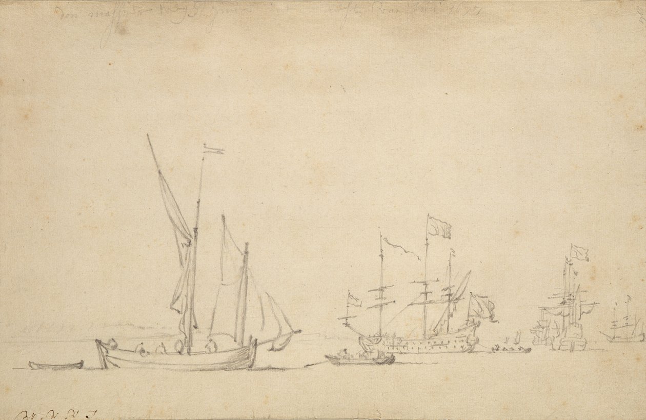 Laivat Sluisista, 1677 tekijältä Willem van de Velde