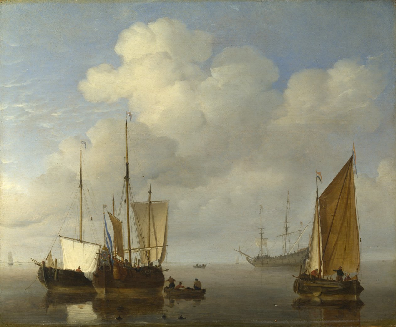 Hollantilaiset alukset rauhallisesti tekijältä Willem van de Velde the Younger