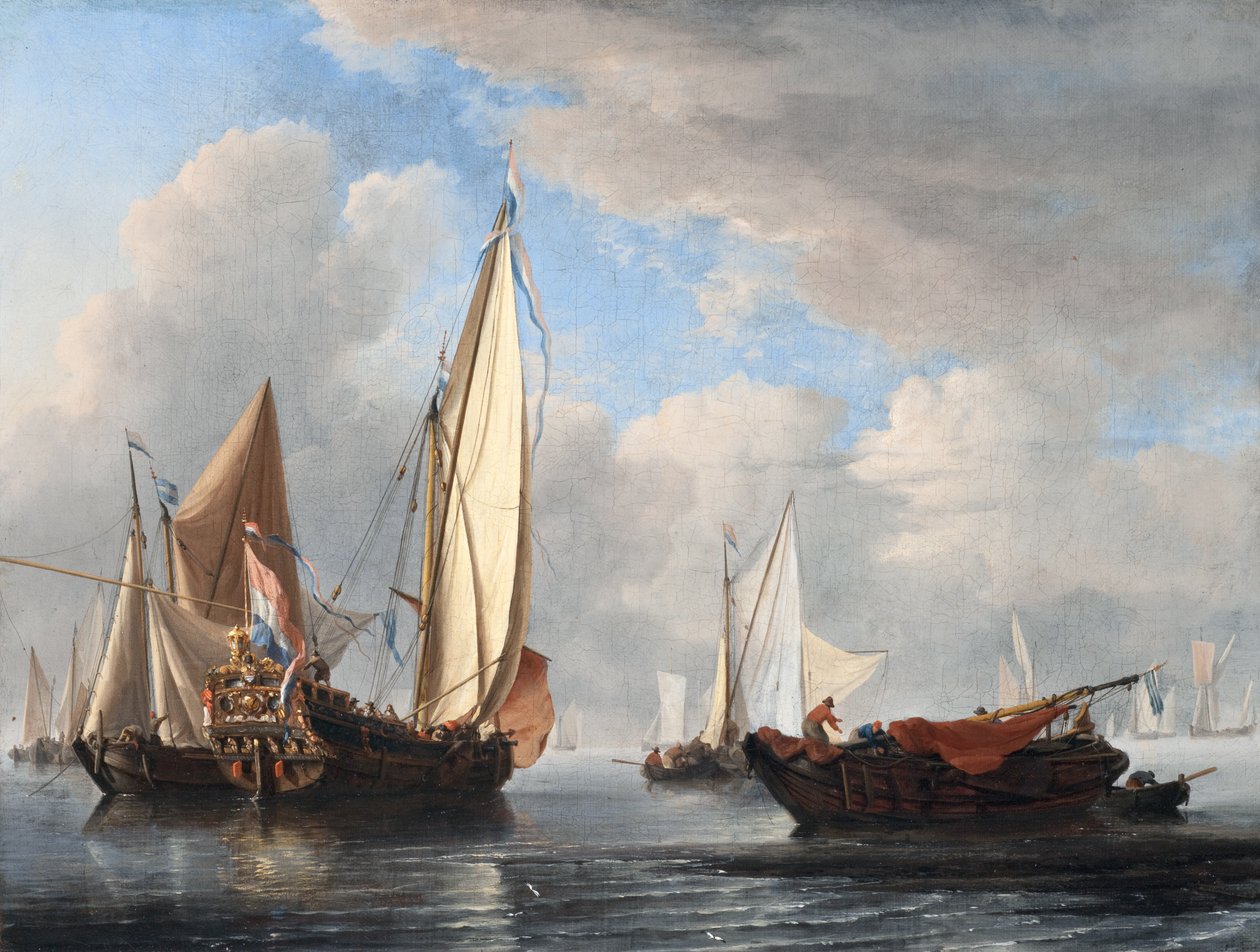 Jahti ja muut alukset rauhallisesti tekijältä Willem van de Velde the Younger