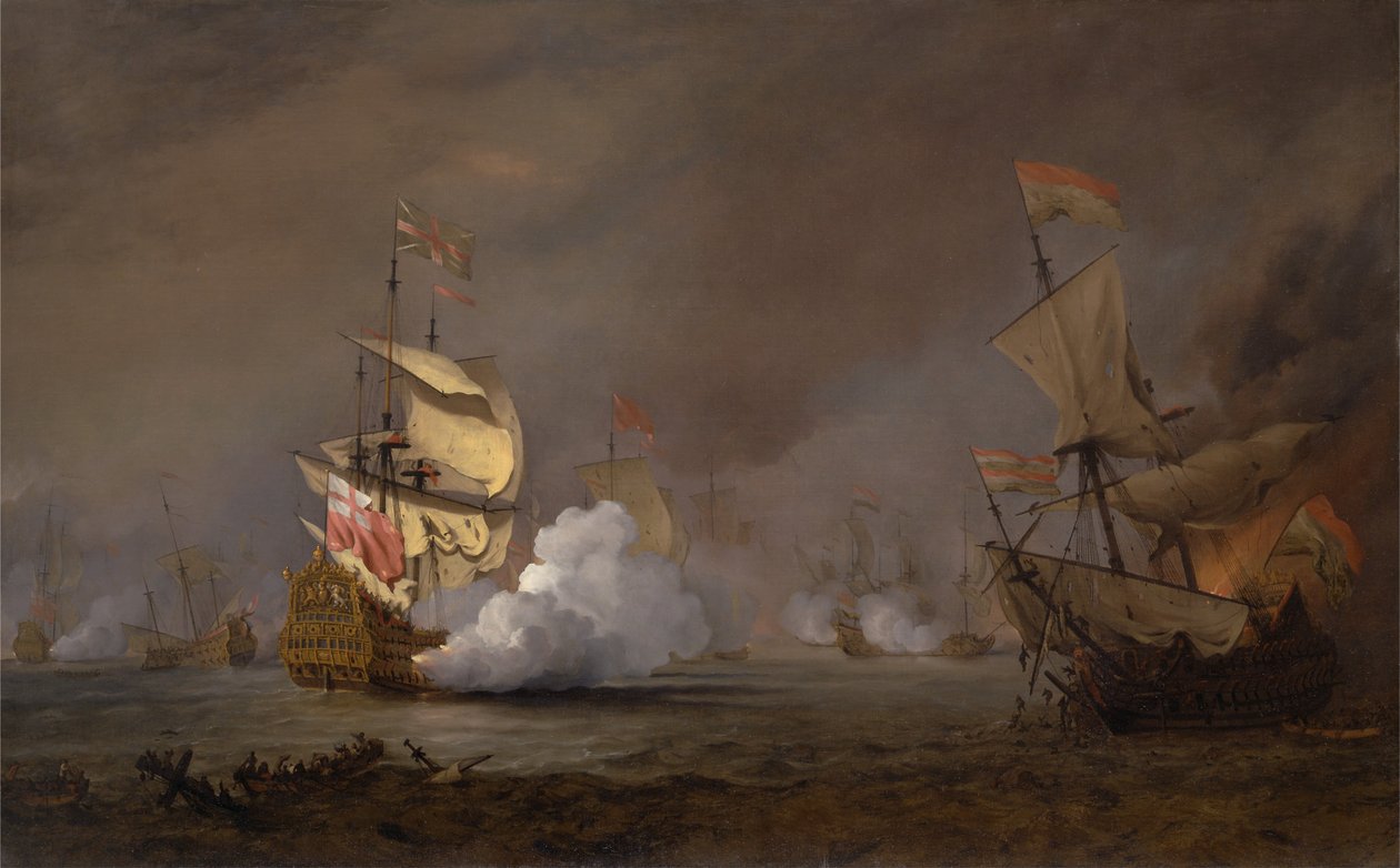 Englannin ja Alankomaiden sotien meritaistelu tekijältä Willem van de Velde the Younger