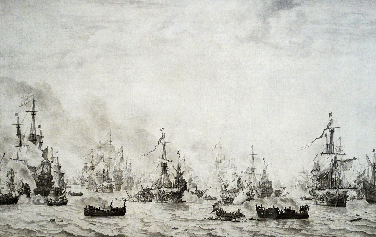 Alamäkien taistelu tekijältä Willem van de Velde the Elder